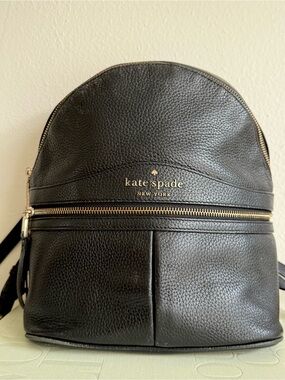 kate spade Karina Black Leather Small Backpack with Gold Hardware